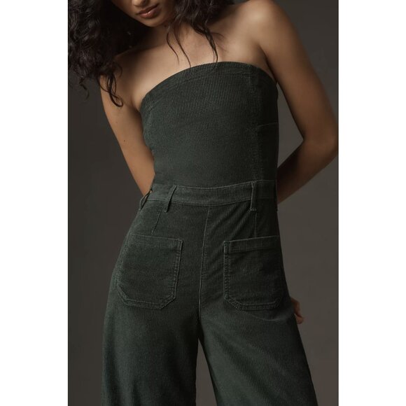 ANTHROPOLOGIE PILCRO The Skipper Strapless Corduroy Crop Wide-Leg Jumpsuit NWT - Picture 2 of 15